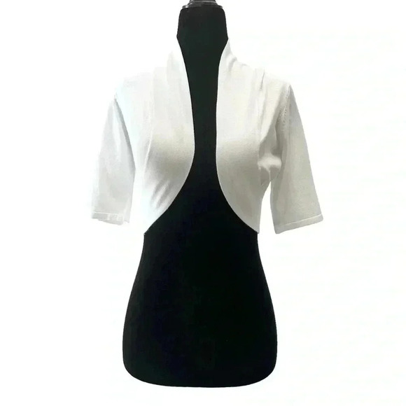 Ricki’s Cropped Cardigan Bolero Shrug Open Front Fitted  Y2K White Size XS - Picture 2 of 9